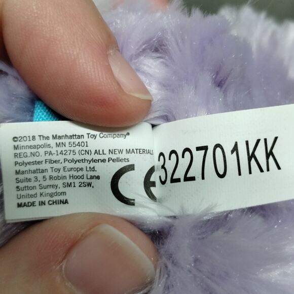 Manhattan Toy Floppies Purple Embroidered Eyes Floppy Ears Bunny Rabbit Plush - Picture 8 of 9